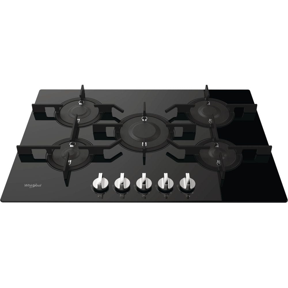 Whirlpool POW75D2NB 75cm Wide Built-In Gas Hob - Black Glass - Atlantic Electrics - 39478528082143 