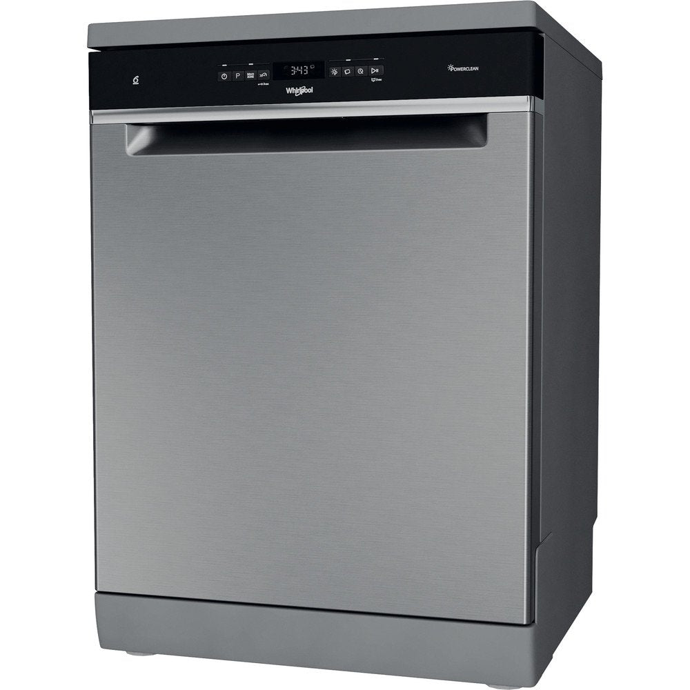 Whirlpool Supreme Clean WFO3O41PLXUK Freestanding Dishwasher, 14 Place Settings, 60cm Wide - Stainless Steel | Atlantic Electrics - 39478530343135 