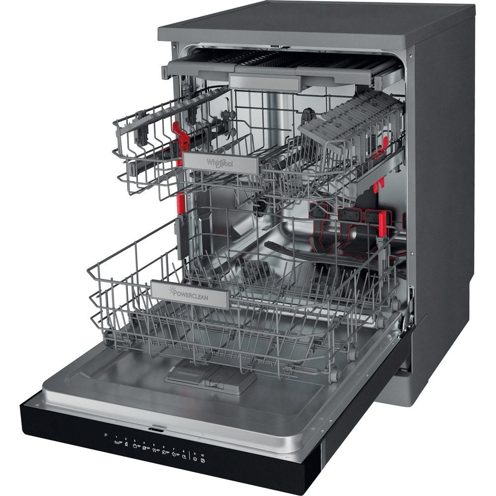 Whirlpool Supreme Clean WFO3O41PLXUK Freestanding Dishwasher, 14 Place Settings, 60cm Wide - Stainless Steel | Atlantic Electrics - 39478530375903 