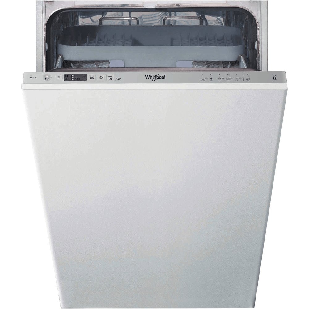 Whirlpool WSIC3M27C 44.8cm Wide Integrated Slimline Dishwasher - Silver | Atlantic Electrics - 39478555050207 
