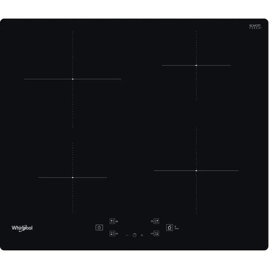 Whirlpool WSQ2160NE Induction Hob, 4 Zones, 59cm Wide - Black | Atlantic Electrics