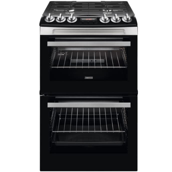 Zanussi ZCG43250XA Double Oven Cooker with Gas Hob - Stainless Steel | Atlantic Electrics - 40157564141791 