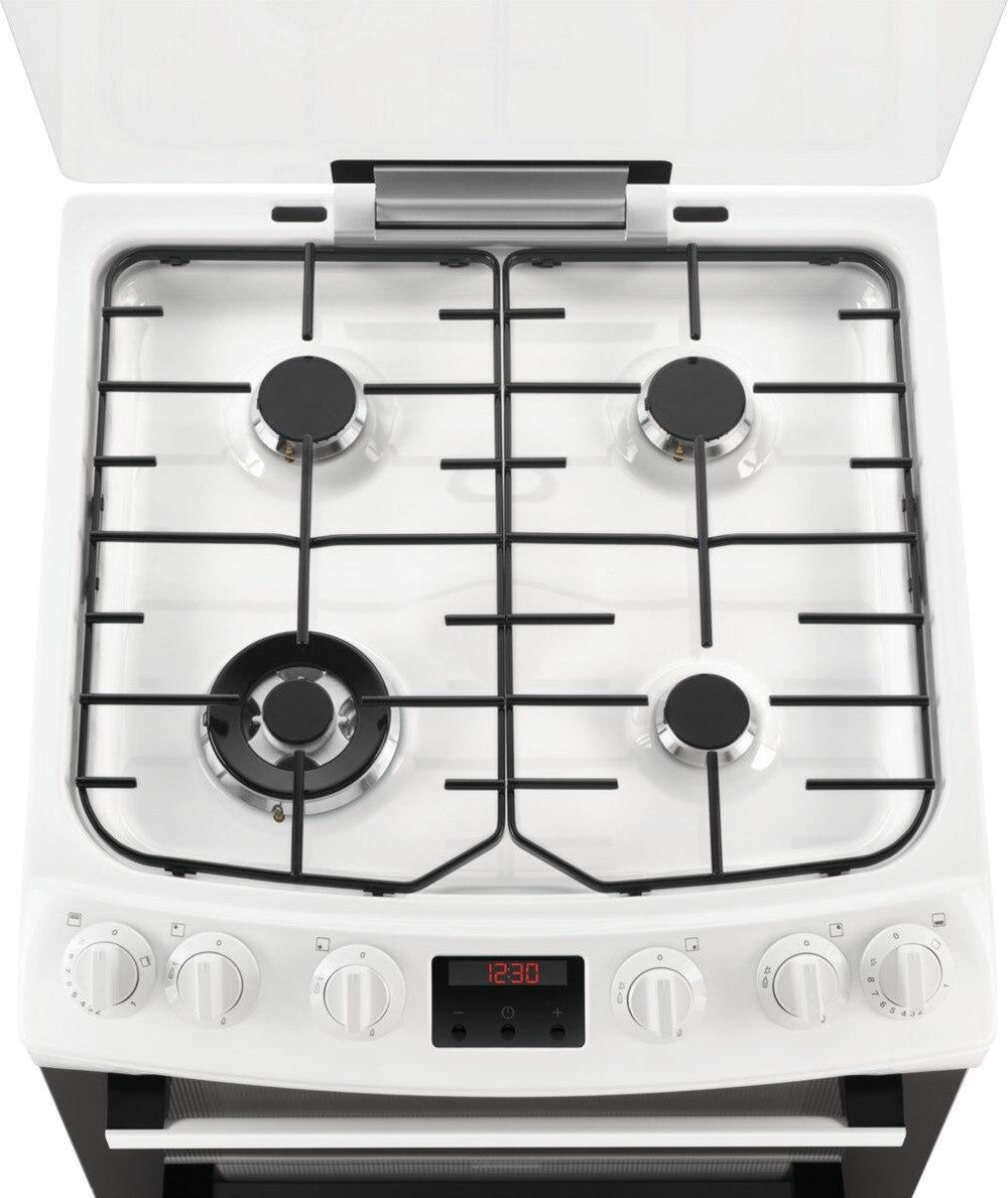 Zanussi ZCG63260WE 60cm Double Oven Gas Cooker with Electric Grill - White - Atlantic Electrics - 41385540780255 