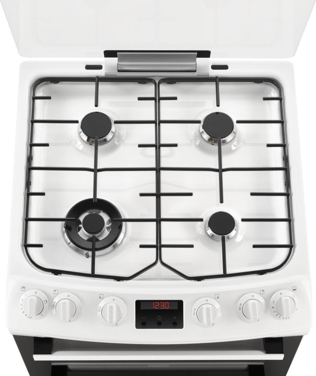 Zanussi ZCG63260WE 60cm Double Oven Gas Cooker with Electric Grill - White - Atlantic Electrics