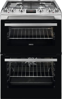 Thumbnail Zanussi ZCK66350XA 60 cm Double Oven, Glass Lid, A Rating Dual Fuel Cooker - 40157563879647