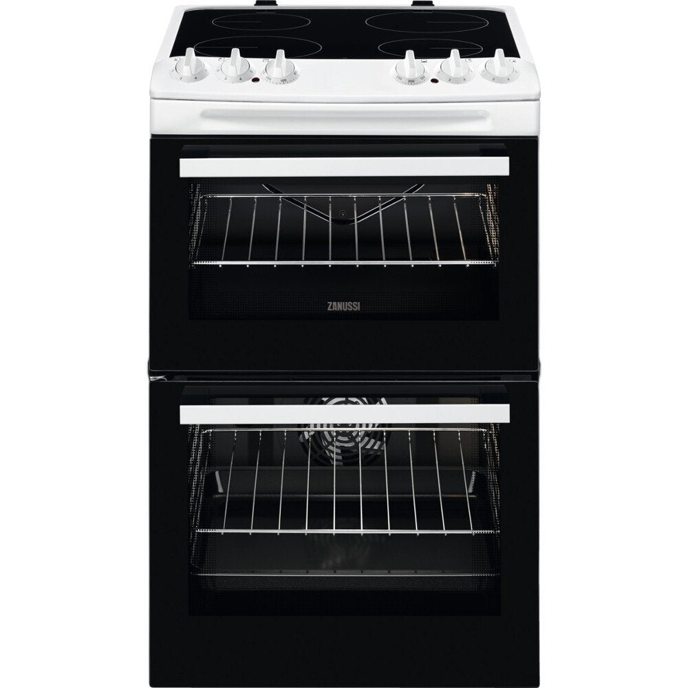 Zanussi ZCV46050WA Top 39/Main 77 Electric Cooker with Double Oven - Black / White | Atlantic Electrics - 40626359009503 