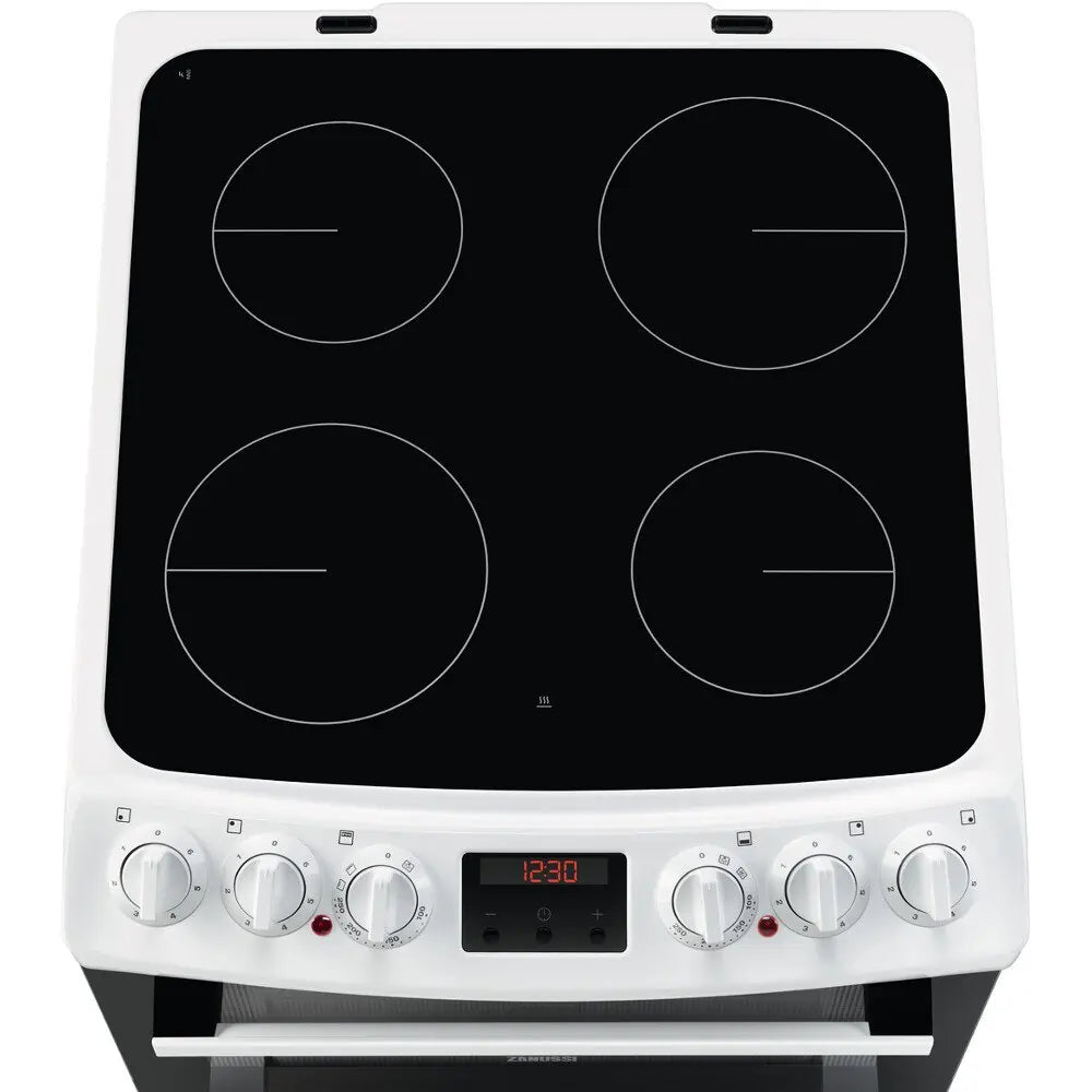 Zanussi ZCV46250WA Double Oven Cooker with Ceramic Hob - White | Atlantic Electrics - 40217415319775 