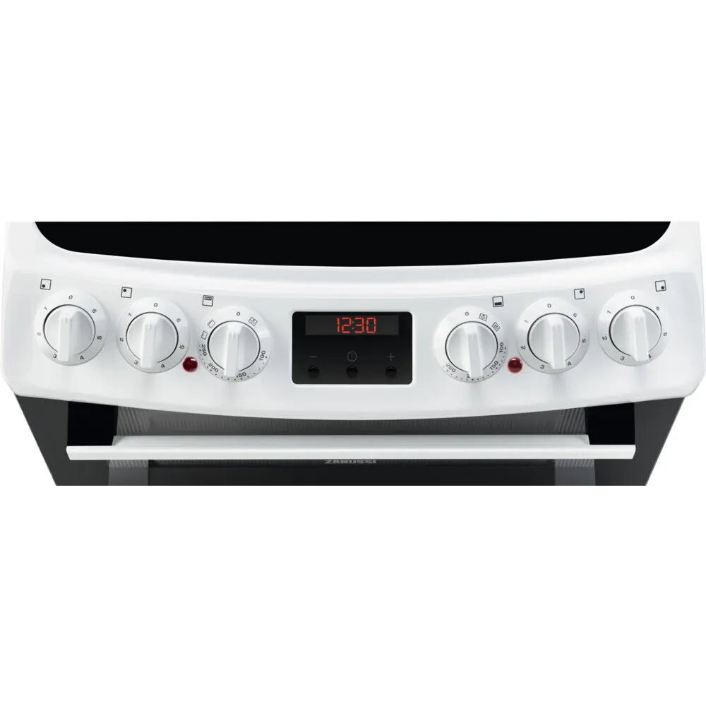 Zanussi ZCV46250WA Double Oven Cooker with Ceramic Hob - White | Atlantic Electrics
