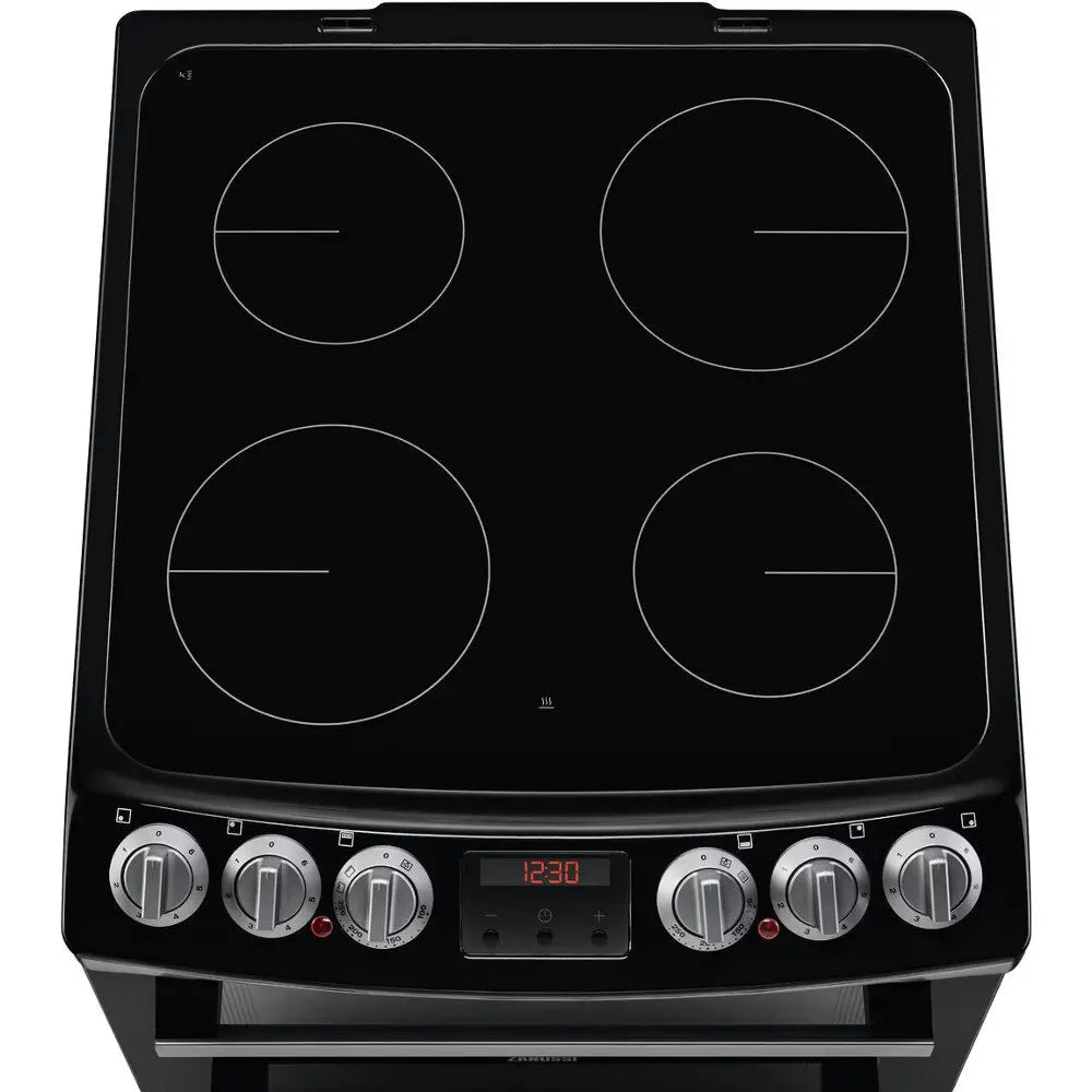 Zanussi ZCV46250XA 55cm Electric Cooker with Ceramic Hob - Stainless Steel | Atlantic Electrics