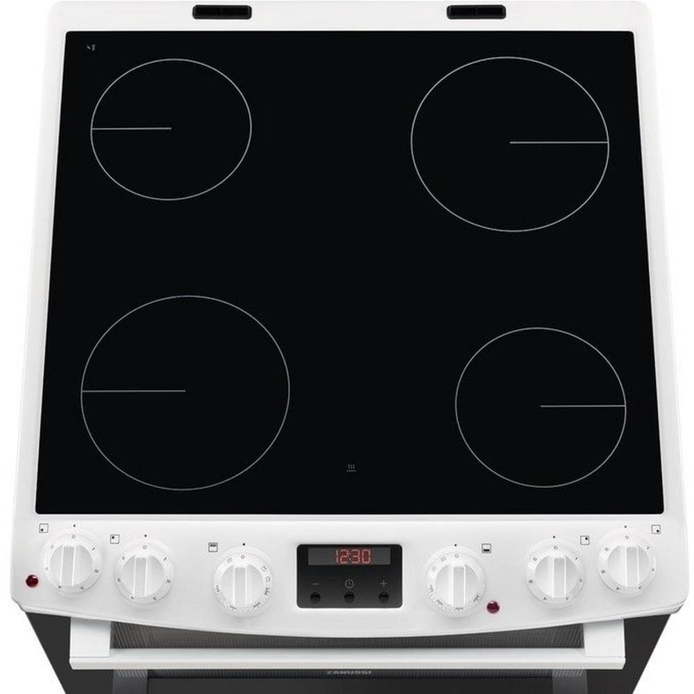 Zanussi ZCV66078WA 60cm Electric Double Oven with Ceramic Hob White | Atlantic Electrics - 39478563307743 