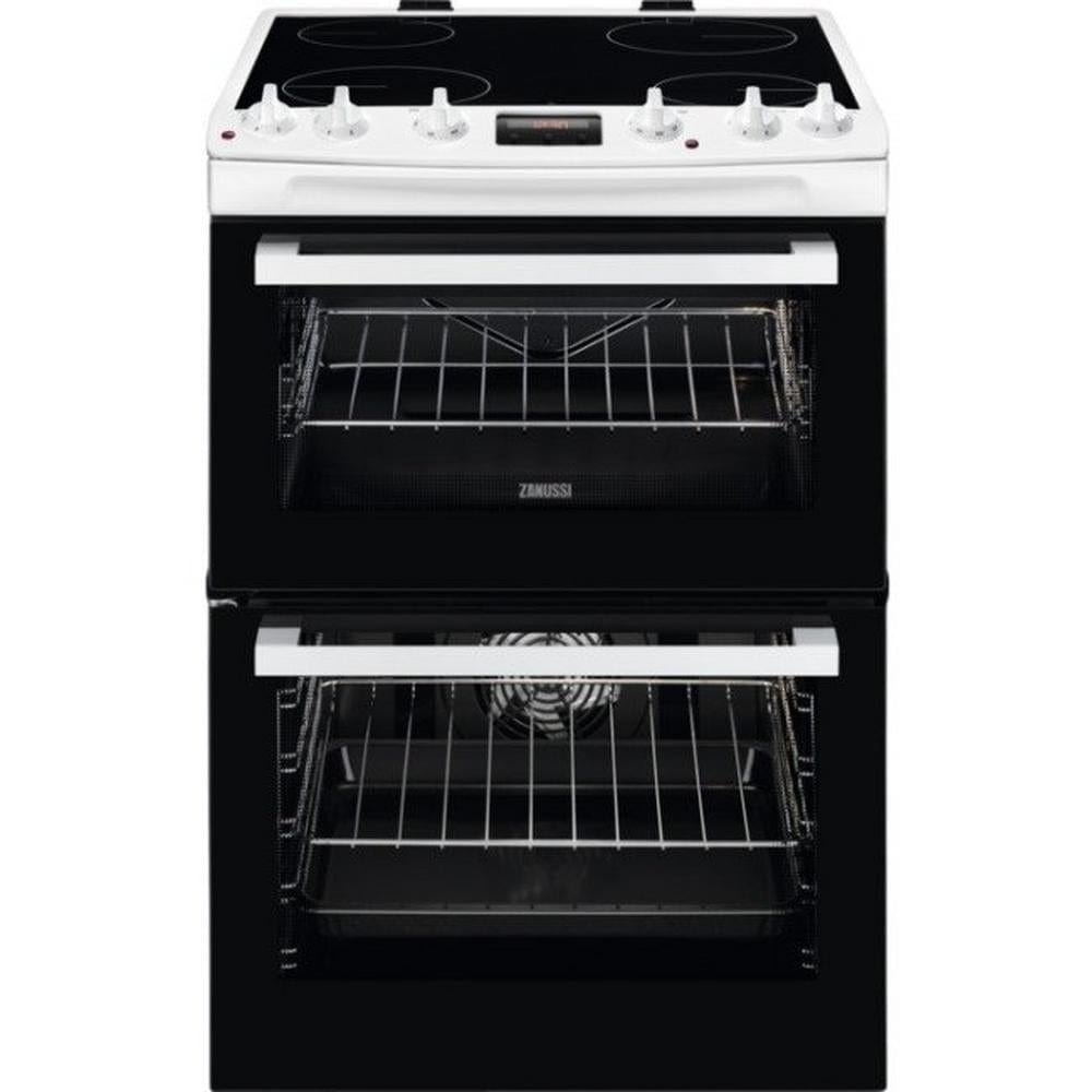 Zanussi ZCV66078WA 60cm Electric Double Oven with Ceramic Hob White - Atlantic Electrics - 39478563242207 