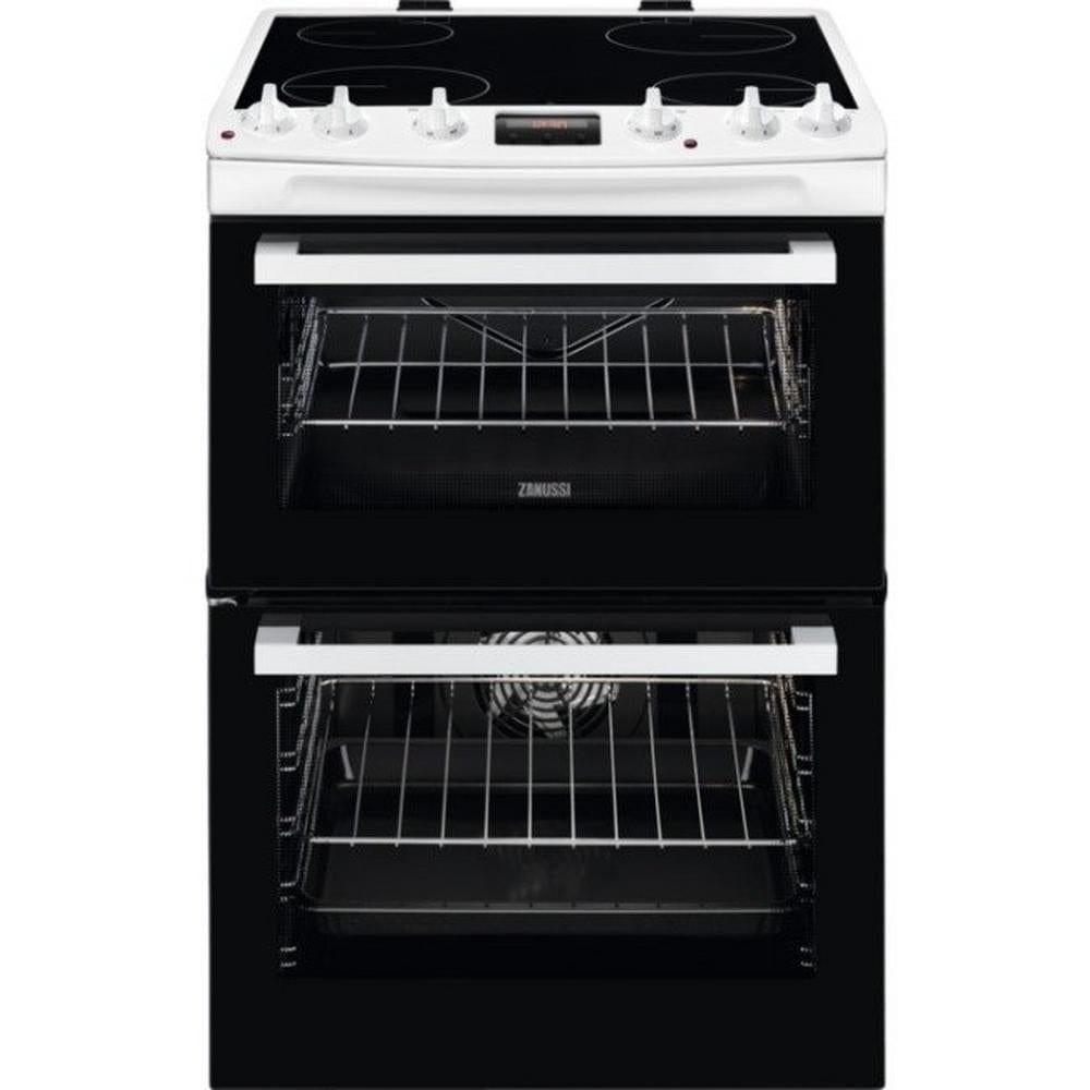 Zanussi ZCV66078WA 60cm Electric Double Oven with Ceramic Hob White | Atlantic Electrics - 39478563242207 