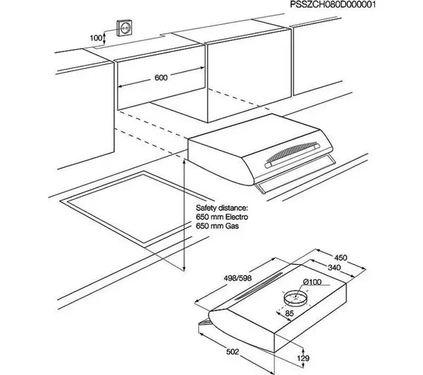 Zanussi ZHT611N Conventional Hood - Black | Atlantic Electrics
