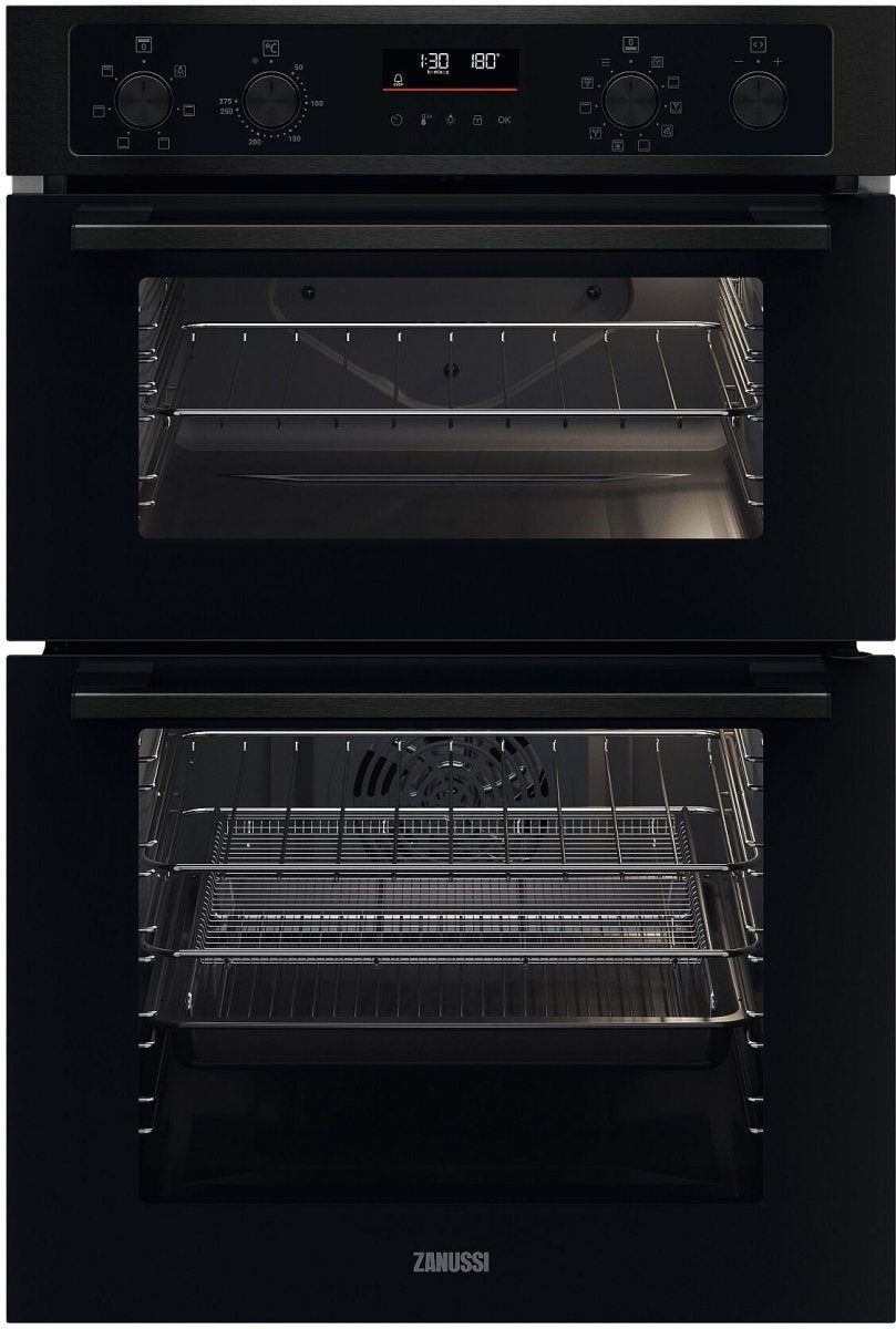 Zanussi ZKCNA7KN AirFry Built In Electric Double Oven - Black - Atlantic Electrics - 41355836588255 