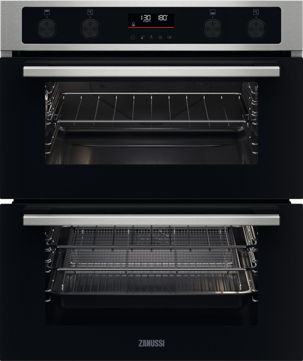 Zanussi ZPCNA7XN AirFry Built Under Electric Double Oven - Black / Stainless Steel | Atlantic Electrics