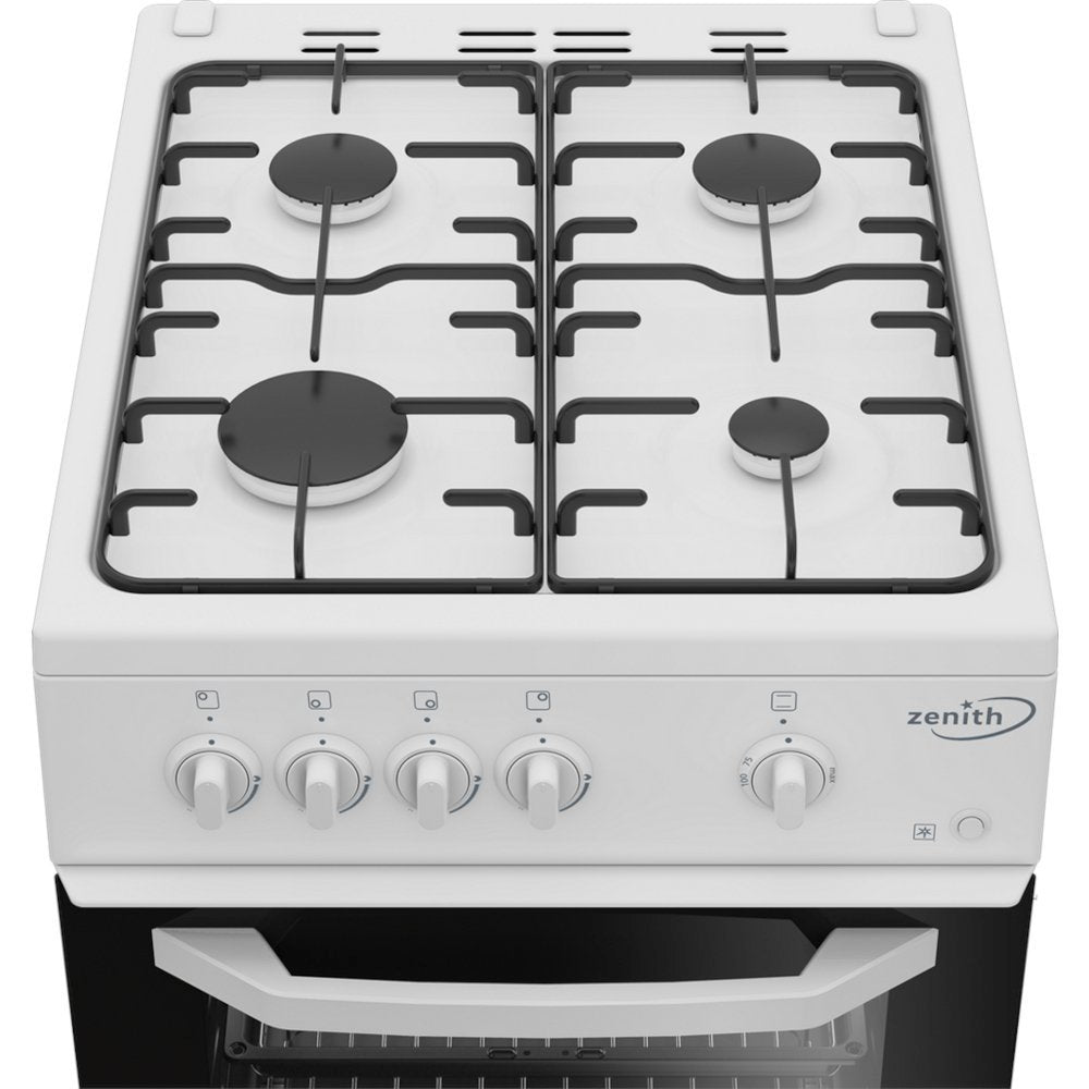 Zenith ZE501W 50cm Single Oven Gas Cooker with Gas Hob - White | Atlantic Electrics - 39478567665887 