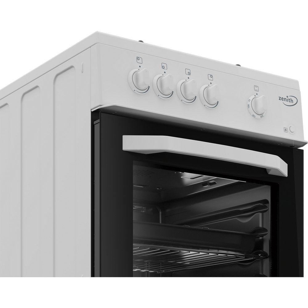 Zenith ZE501W 50cm Single Oven Gas Cooker with Gas Hob - White | Atlantic Electrics - 39478567731423 