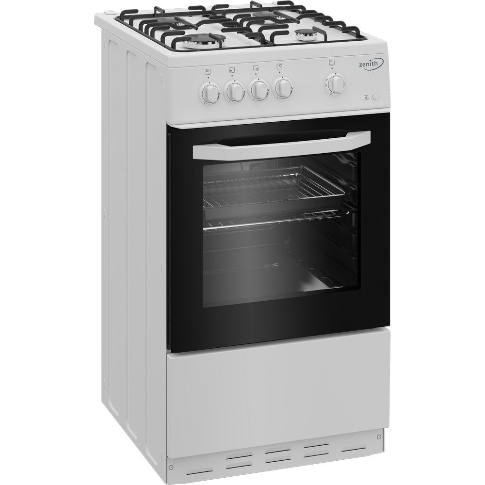Zenith ZE501W 50cm Single Oven Gas Cooker with Gas Hob - White | Atlantic Electrics - 39478567698655 